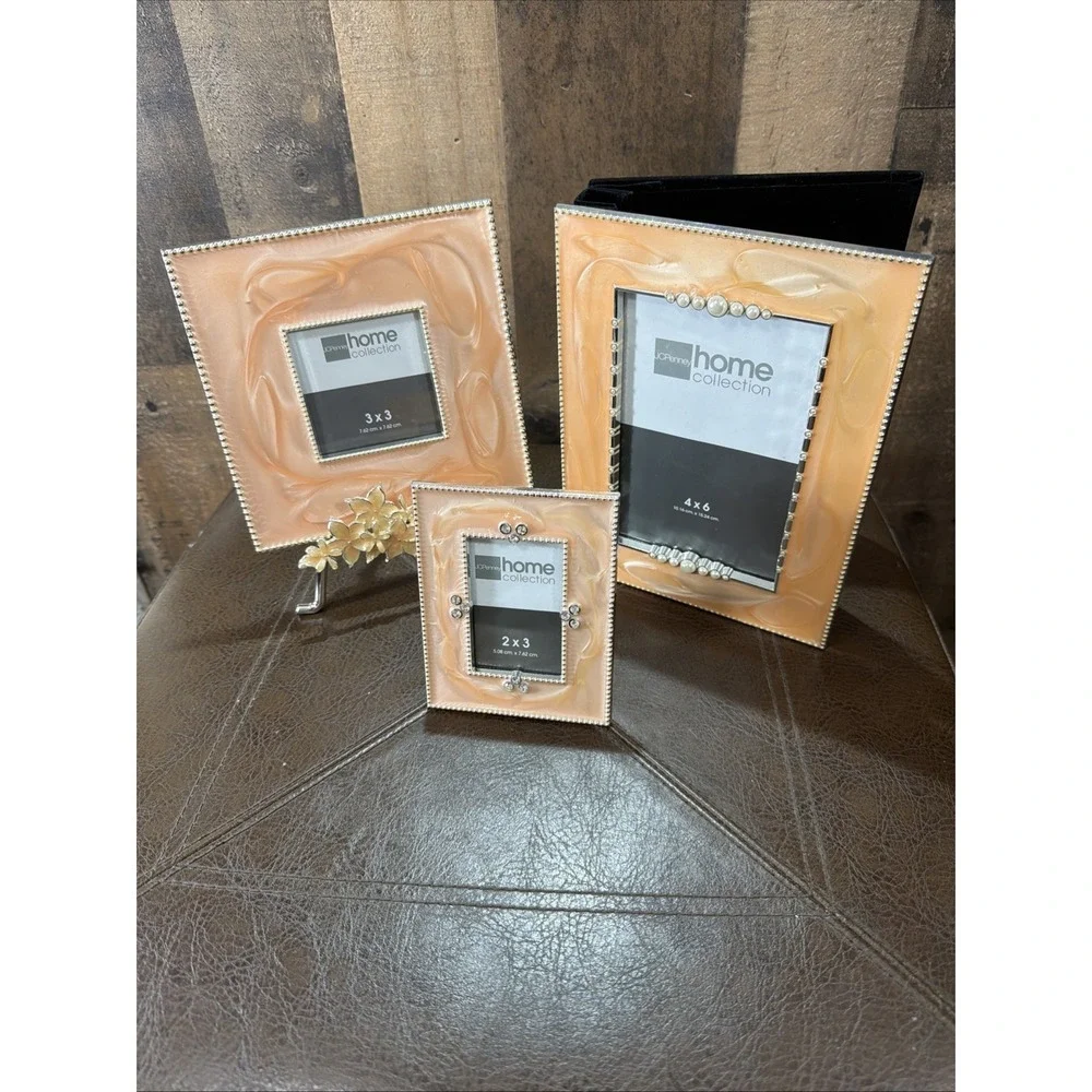JCPenney Home Collection 4 Piece Epoxy Photo Album & Frame Set Light Orange New